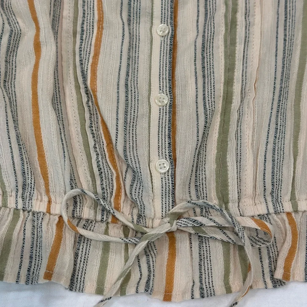 BP Tan Striped Smocked Crop Tank Top - Picture 3 of 4